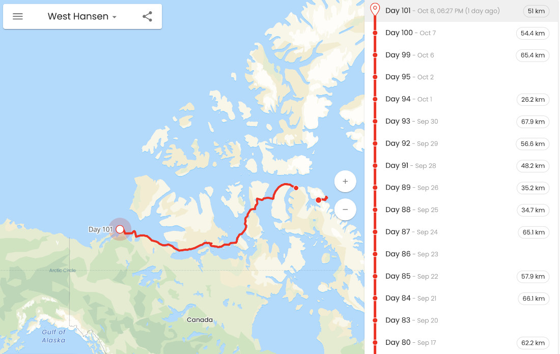 Tracking route of the Arctic Cowboys.