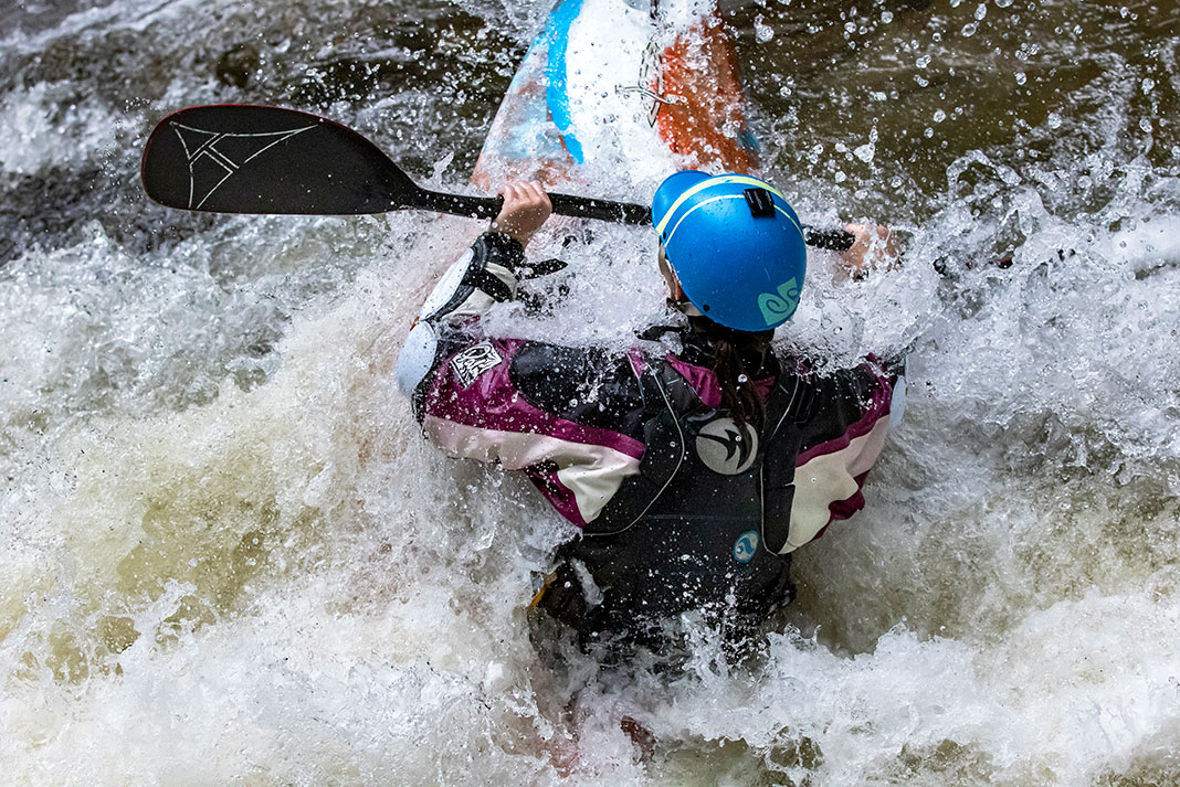 Mercedes Furr paddling in the 2019 Green River Takeover