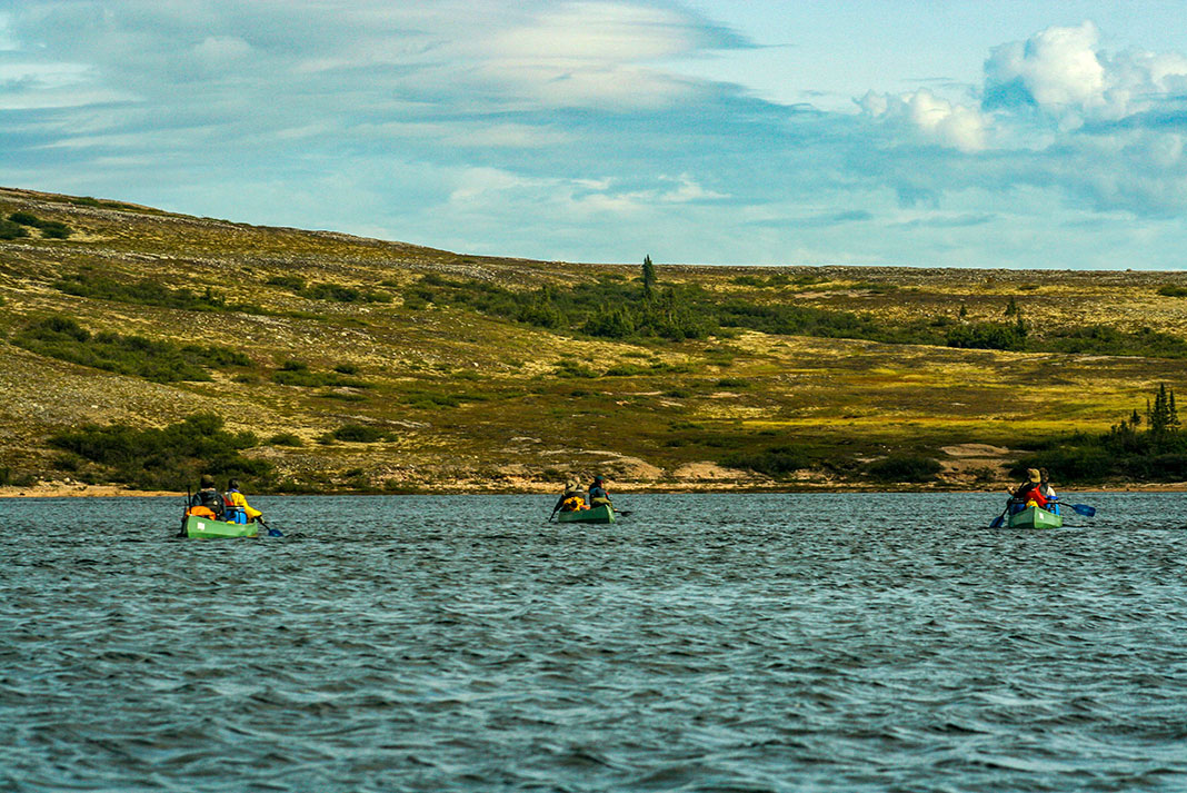 a group of canoes on the Upper Thelon River