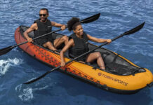 two people paddle the Tobin Sports Wavebreak