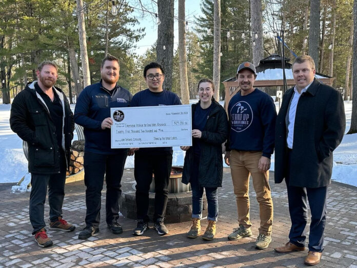 Left to Right: Joe Lorenz, Dr. David Cannon Assistant Research Scientist, Dr. Yi Hong, Assistant Research Scientist, Melissa Mattwig, Earth System Modeler of CIGLR, Kwin Morris and Jeff Guy