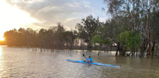 Dave Alley paddles the Murray River, setting a new speed record on Australia’s longest waterway