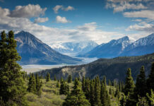 beautiful view of a northern BC mountain and river landscape, perfect for the canoe trip of a lifetime