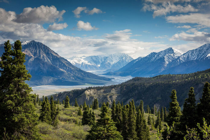 beautiful view of a northern BC mountain and river landscape, perfect for the canoe trip of a lifetime