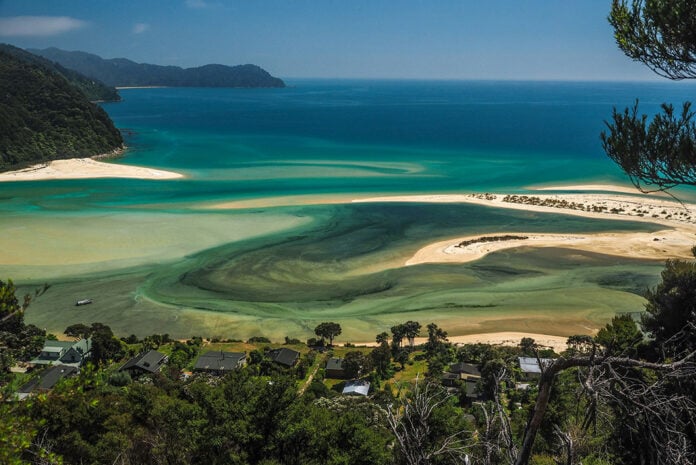 colorful waters of Abel Tasman National Park in New Zealand