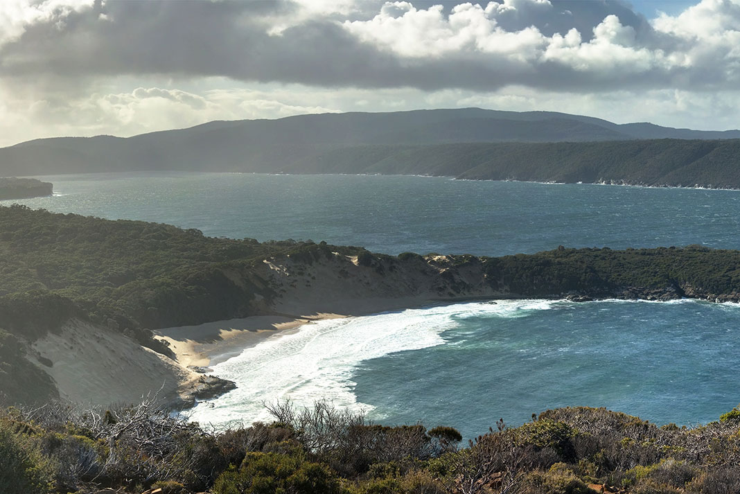 View of the Tasman Peninsula on Tasmania, Australia