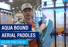 Brian Boyea, VP of Sales and Marketing at Aqua Bound demonstrates their new Aerial paddles