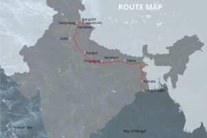 the route of Rency Thomas' source to sea Ganges River kayak expedition