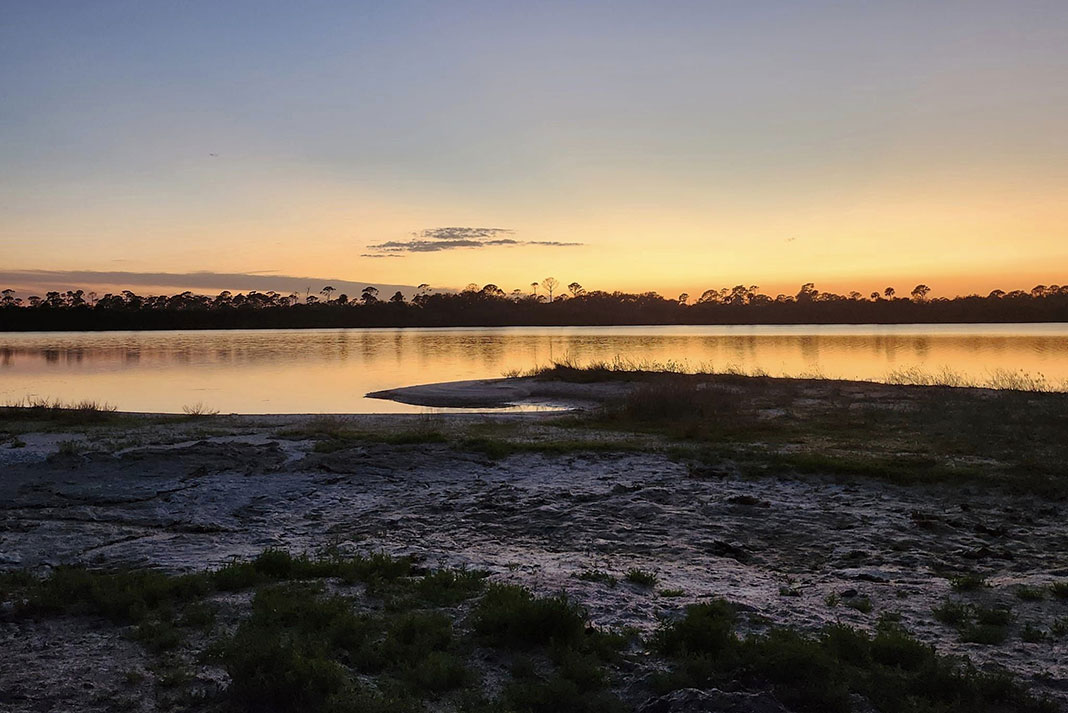 sunset view of scenery on the Florida Circumnavigational Saltwater Paddling Trail