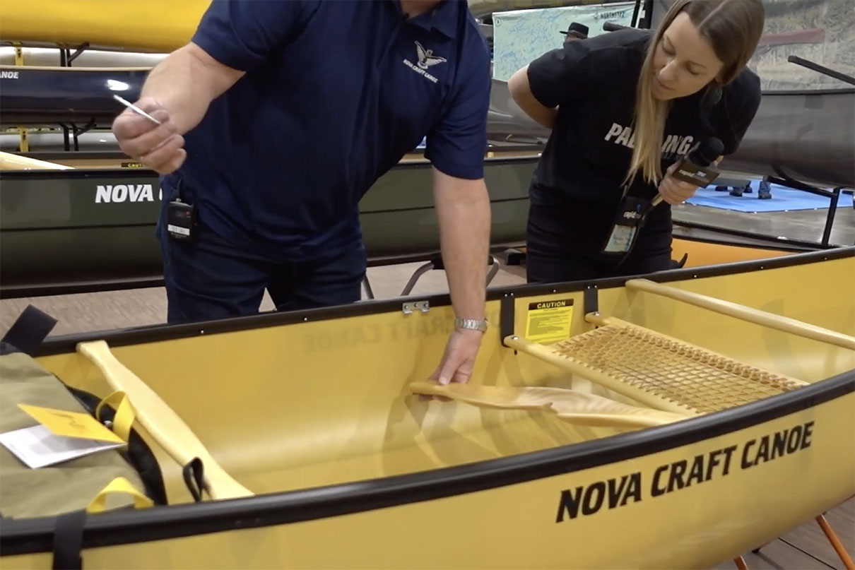 man demonstrates the removable yoke on Nova Craft's new Prospector 14