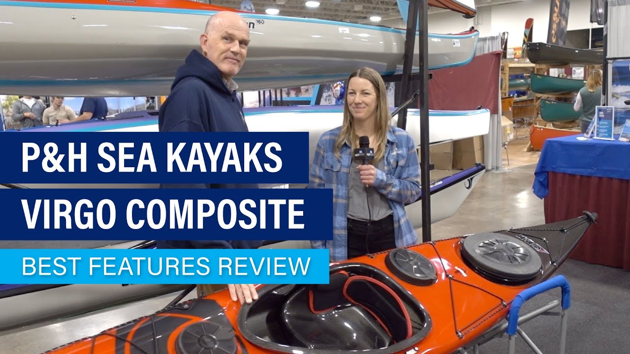 The Virgo Composite touring kayak from P&H Sea Kayaks on display at Canoecopia 2024