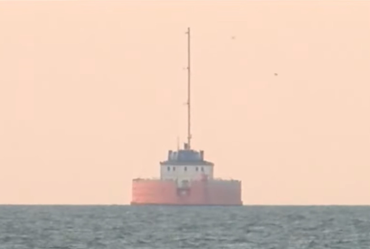 the Five-Mile Crib on Lake Erie near where kayaker James Manning was rescued.