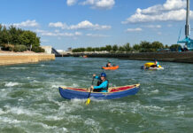 Lili Colby of Mustang Survival paddles the new Esquif Ocoee at the Paddlesports Trade Coalition Colab in Oklahoma City. | Photo: Kaydi Pyette